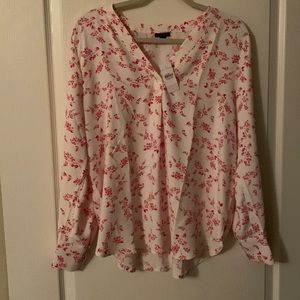 Large Ann Taylor cream long sleeve blouse